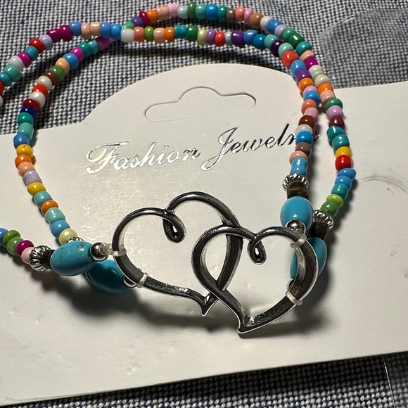 Silver Heart Charm Beaded Bracelet - Picture 3 of 5